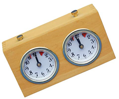 Toyvian Orologio Meccanico per Scacchi in Legno, Timer Giallo
