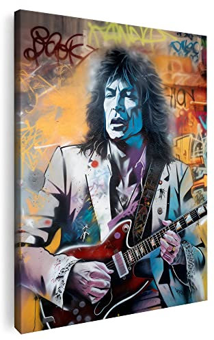 Artmazing | Mick Jagger Kunstdruck auf Leinwand | Bunt Hochkant | Wohnzimmer Bilder Groß | Poster & Kunstdrucke | XXL Wandbild