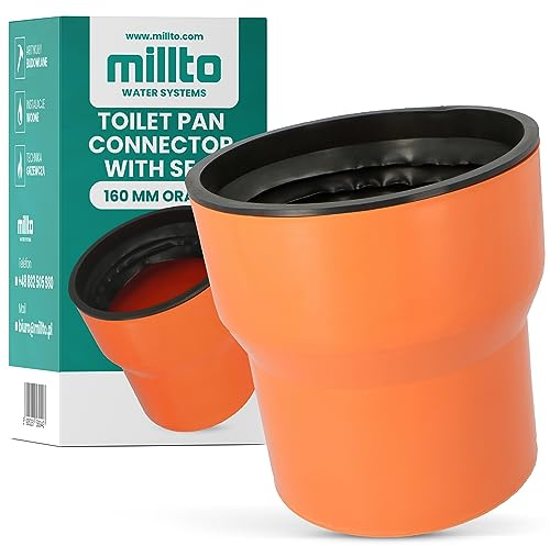 Millto™ WC Anschlussstutzen 160 Mit Gummi Dichtungen Anschlussrohr Anschlussgarnitur Kanalisation Toilettenrohr Dichtung Anschluss Zubehör Anschlussteil Anschluss für Toilettenbecken