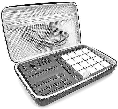 Musiin Hochwertige Hartschalen-Reisetasche aus Samt, kompatibel mit Native Instruments Maschine Mikro MK3 Hülle für Drum Controller und analoges Gerät (grau)