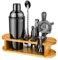 Set Shaker da Cocktail con Supporto, Set Cocktail Professionale in Acciaio Inox, Set Bar 12 pezzi per Miscelare le Bevande, Regali Donne Uomini Amanti dei Cocktail, Shaker da Cocktail Home Essentials