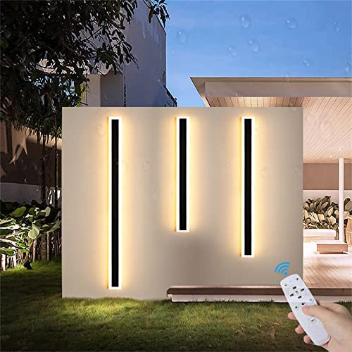 Außenwandleuchten Villa Wandlampe Dimmbar LED Lampe Schwarz Acryl IP65 Wasserdicht Innen Wandleuchten Moderne Streifen Wandleuchte für Gärten/Terrassen/Schlafzimmer/Wohnzimmer (Dimmbar,60cm 38W)