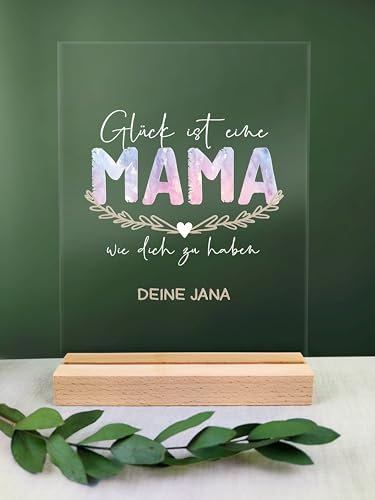 Mama Geschenk personalisiert - Acryl Geschenk - Geburstagsgeschenk für Mama, Beste Mama, Geschenk Mama, Mama Geschenke zum Geburtstag, Beste Mama Geschenke, Watercolor Personen (Mama)