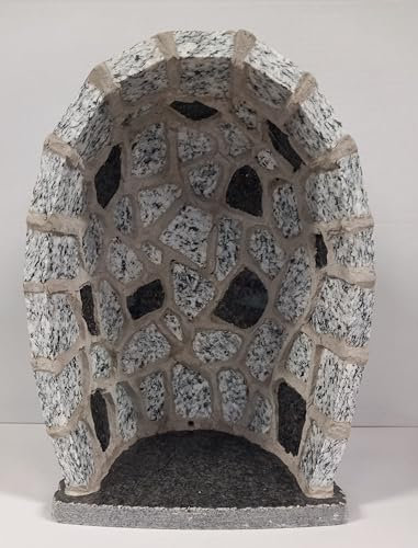 Generico ArteSacraCaravaggio Grotte für Statue aus grauem Granit mit Einsätzen aus schwarzem Marmor, 41 x 30 cm, komplett handgefertigt aus italienischer Handwerkskunst
