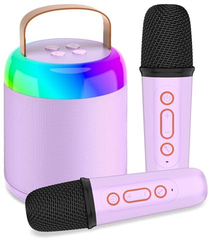 Onihan Karaoke Machine for Kids with 2 Microphones, Portable Kids Karaoke Machines for Girls with LED Party Lights,Girls Toys Birthday Gifts for Kids Age 14-18 (Purple 2 Mic)