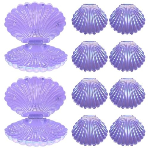OKUMEYR 10 Stück Muschel Süßigkeitenboxen 3.35X3.35X1.57In Wiederverwendbare Geschenkboxen Für Hochzeit Partybevorzugungsbehälter Und Schmuck Aufbewahrung