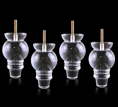 Luminexia 4 Pcs Pieds De Meuble en Acryliques,Jambes de Meubles,Pieds de Table en Verre Transparent Bricolage,pour canapé/Table Basse/Meuble TV/lit et Autres Meubles,Hauteur:120 mm.