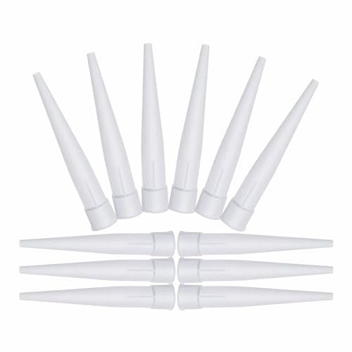 Nozzles For Silicone Sealant Caulk Nozzle Tips Replacement Cartridge Spare Standard Caulking Gun Screw On Builders White Nozzle For Bathroom Filler Adhesive Glue Fits 290mm & 310mm Cartridges pk(12)