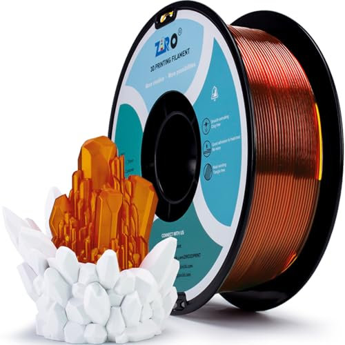 ZIRO PLA Filament 1.75mm, Transluzentes 3D Drucker Filament Kompatibel mit Den Meisten FDM 3D Druckern, 1KG(2.2lbs) Spule, Maßgenauigkeit +/- 0.03mm, Transluzentes Caramel
