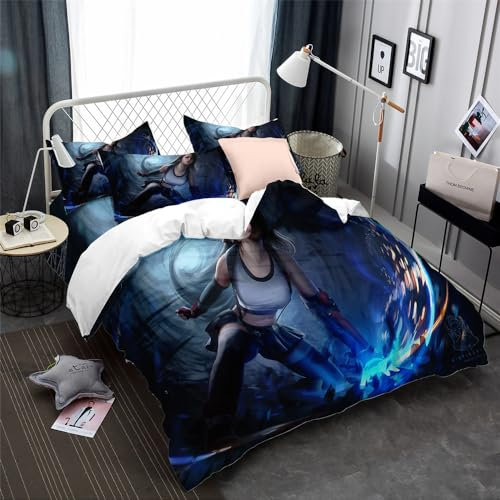 Ste-X Modernes Bettwäscheset Und Kissenbezüge X 2 Mit Tifa Final Fantasy Komfortable Hypoallergene Cotten Wendebettbezug (135x200cm,Tifa 05)