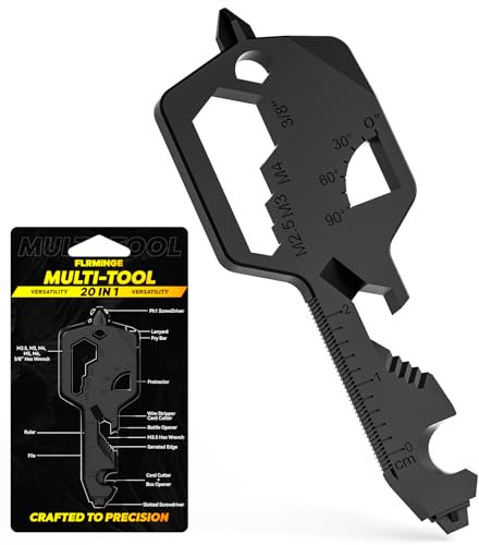 Key Shaped Pocket Multitool 20-in1 Multi Tool, Stainless Steel Keychain Utility Gadget,Gift for Men, Women, Father,Groomsmen, Valentine's, Birthday, Christmas