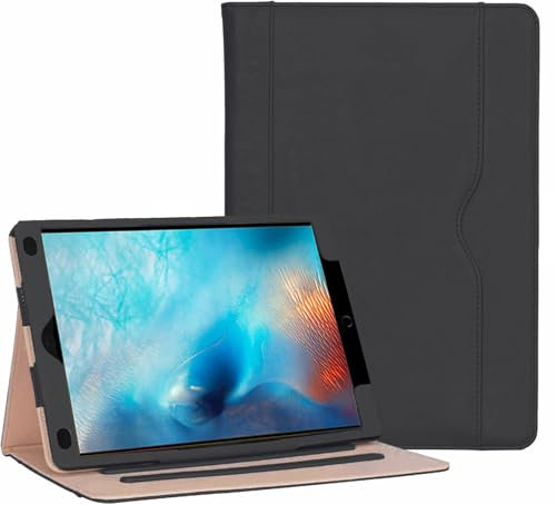 [Protección de esquinas] Funda con soporte de visualización multiángulo para iPad Pro de 12.9 pulgadas 2015/2017 modelos de 1ª y 2ª generación, cuero premium, cubierta magnética con función de
