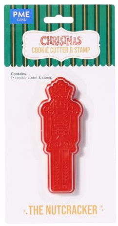 PME CH24CCC100 Christmas Cookie Cutter & Stamp, The Nutcracker, Plastic, Red