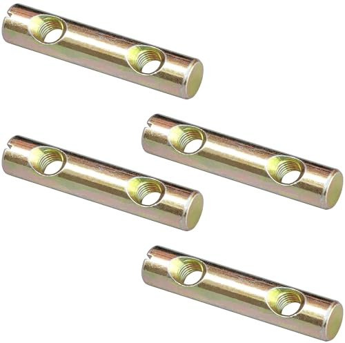 4 tuercas de barril de doble agujero, tuercas de acero al carbono chapado en zinc con diseño de ranura plana (M8 x 60 mm)