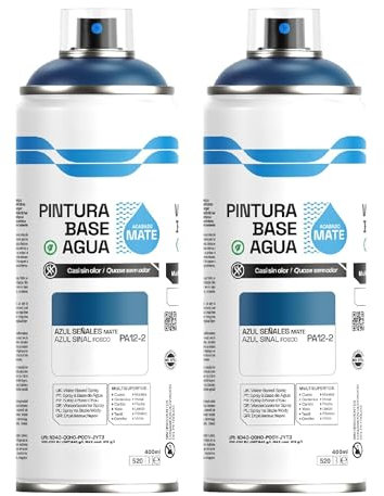 various - Pintura Spray Base Agua 400ml,Ecológica y Sin Olor,Para Muebles,Metal,Plástico y Madera,Colores Duraderos,Cobertura Uniforme - Azul Señales Mate,2 unidad
