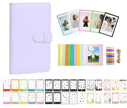 Aisnyho Instant Film Accessories Kit for Instax Mini LiPlay 12 11 9 8+ 8 evo 99 SE 40 90 70 50S 26 25 7S Camera,Include Album/Film Stickers/Magnetic Photo Frames/Hanging Frame (Lilac Purple)