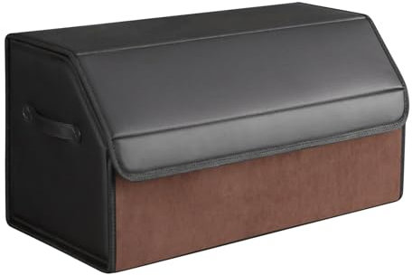 Kofferraum Organizer-Kofferraumtasche mit Deckel,Auto Kofferraum Wasserdicht,Aufbewahrungsbox Auto Kofferraum,Abnehmbare Partition,Tragbarer Griff,Ledermaterial,Für Alle Fahrzeugtypen(Mittlere Größe)