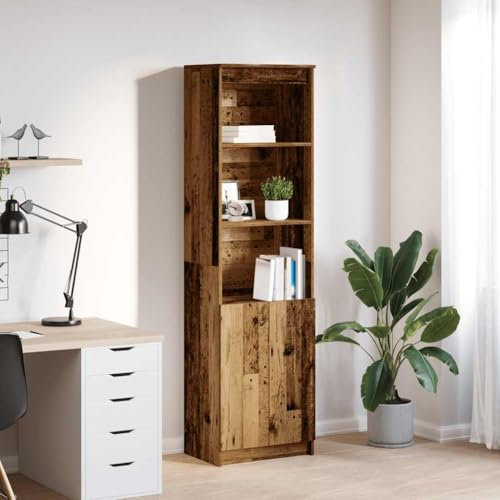 Myheimly Highboard,Eichen-Optik, Schrank, Lagerschrank, Schrank hoch, Beistellschrank, hoher Schrank, Schrank mit Tür Altholz-Optik 50x35x180 cm Holzwerkstoff