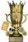 pokal-fabrik.de - Pokal mit Gravur Wunschtext in Gold mit Krone, 22,5 cm groß - personalisierte Auszeichnung & Sport Emblem nach Wahl - inkl. Marmorsockel - Geschenk-Trophäe | Pokal Kinder