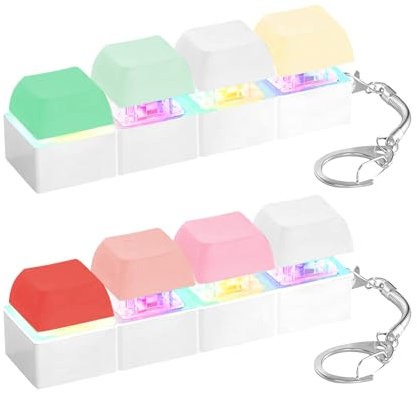 Keyboard Fidget Toy, 2Pcs Mini Fidget Keychain Toys LED Fidget Keyring Clicker Keyboard Stress Relief Gift for Kids Adults Teens (Multicolor)