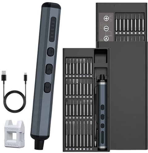 Cacciavite elettrico 68 in 1 di precisione con luci a LED e 64 punte magnetiche, per occhiali, orologio, cellulare, computer portatile, telecomando elettronico