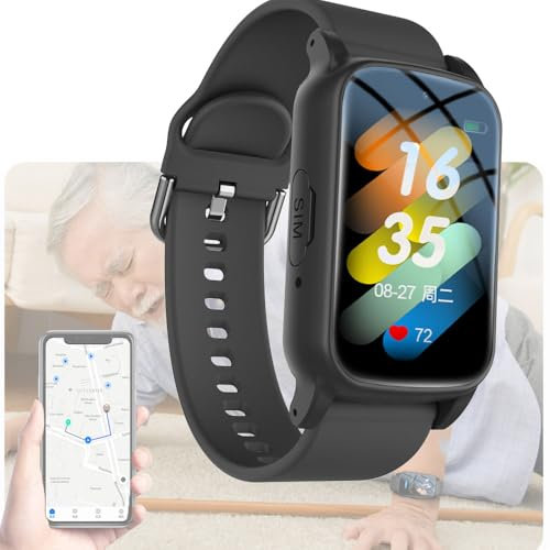Vcyex Notrufuhren Für Senioren Intelligentes Armband Senioren SOS Notruf Armband, Notfallknopf Für Senioren, Tracker Smartwatch Mit Sturzerkennung,Geeignet Für Ältere Menschen