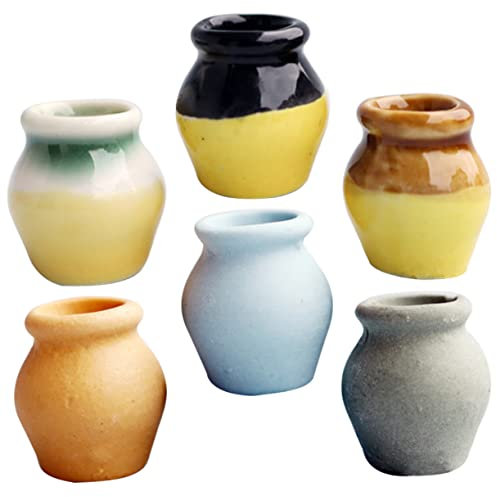 UKCOCO 4sets Pottery Artificial Ceramic Miniature House Decor for Garden Unglazed Flower Pot Lifelike Details for Collectors