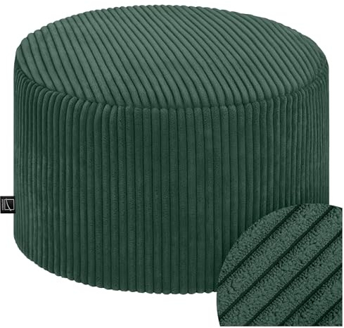 Domarex Runde Sitzpouf 45x25 cm weich modern Fußhocker Sitzhocker gepolstert rutschfest für Wohnzimmer Schlafzimmer Kinderzimmer Made in Polen