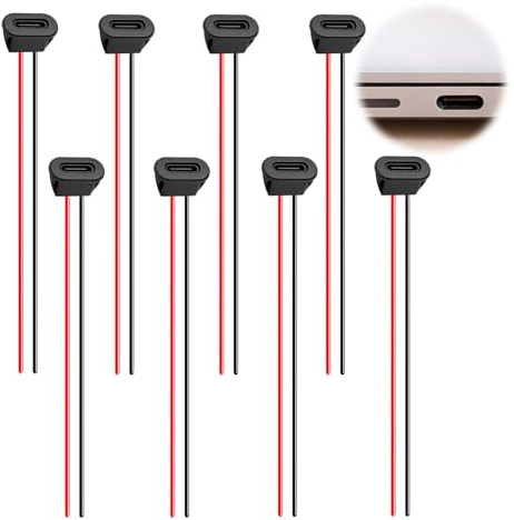 8 Pièces Connecteur USB C femelle 3A à 2 Fils avec Système à Pression, Prise de Charge Rapide 3A de Type C pour Alimentation Appareil, CCTV, Audio Voiture, Powerbank, Uniquement pour la Charge