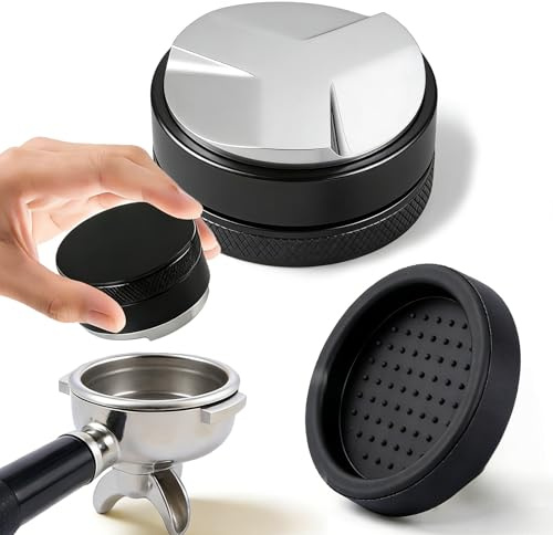 Nevoluxer Distributeur de Café et Tasseur 53 mm avec Réglage de Profondeur, Tamper 54mm pour Porte-Filtre pour Sage, Tampon Café en INOX avec Tapis Silicone