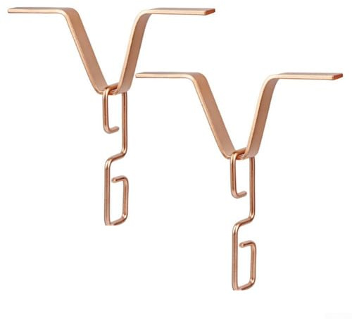 Hosrivae Rain Chain Hook for Gutter Drain Pipe, 2 Pack Black and Gold Iron Downspout Chain Hanger with Adapter, V-Shape Water Guide for Home Garden Rainw(GOLD)