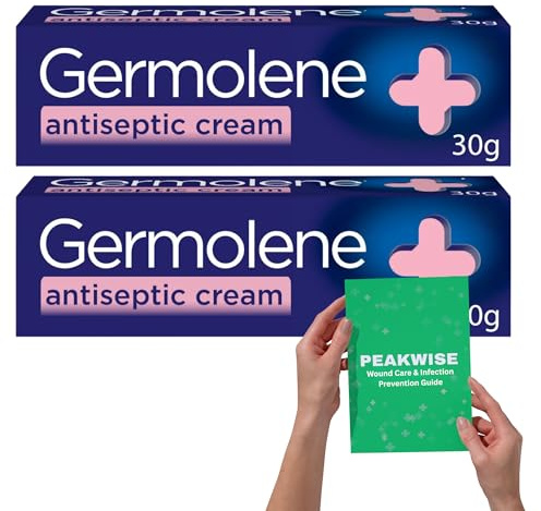 2X Antiseptic Cream with Local Anaesthetic 30g, Soothing Non-Greasy Skin Protection for Everyday Skin Care, Insect Bites & Skin Irritation, Includes Peakwise Wound Care & Prevention Guide