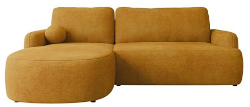 Mirjan24 Ecksofa Loridu für Wohnzimmer mit Schlaffunktion und Bettkasten, Eckcouch, L-Sofa, Polsterecke, abgerundete Kanten (Wave 05, Seite: Links)