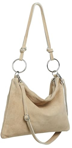 Caspar Samtweiche Wildleder Umhängetasche Damen Leder Schultertasche Modern Vintage Stil Handtasche - PREMIUM LINE - Modell No.858 - Made in Italy