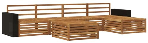 vidaXL Outdoor-Sofagarnitur 6 pcs Natur 79 x 79 x 37 cm, Patio-Sofa, modernes Eckset, wetterfester Gartenlounge, Bequeme Terrassenplätze für entspannte Zeiten