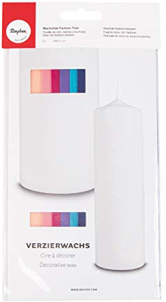 Rayher 3102500 Verzierwachs, Fashion-Töne, Set 6 Verzierwachsplatten, Farben sortiert, je 20 x 6,5 cm, Wachs zum Kerzen verzieren, Kerzenwachs, Wachsfolie