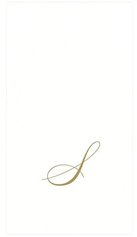 Caspari Monogramm-Papierhandtücher, mit Initiale S, White Pearl, 24 Stück
