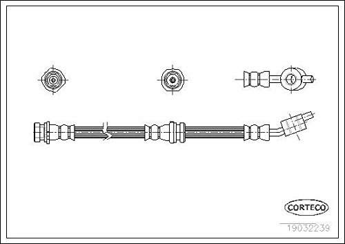 Corteco 19032239 Bremsschlauch vorne links | 19032239 Kompatibel mit Almera II (N16),Almera II Hatchback (N16)