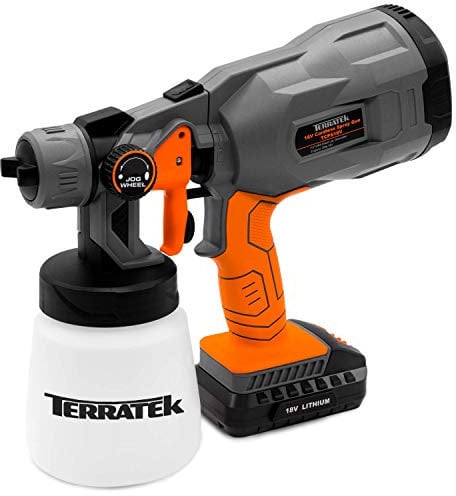 Terratek 18V Max Cordless Electric Spray Gun Fence Sprayer, 700ml Paint Container, HVLP Hand Held Spray Gun (18V Cordless Spray Gun)