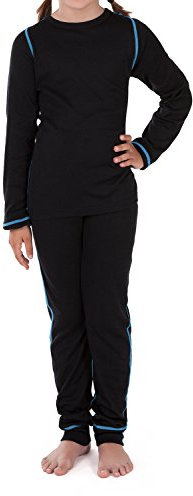 CFLEX Kinder Ski- & Thermowäsche Set - warme Unterwäsche Langarm POLARDRY - Schwarz-Blau 158-164