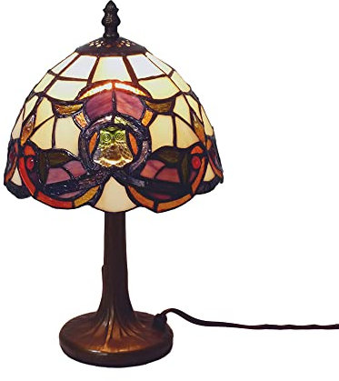 Hochwertige Echtglas Tiffany Tisch-Leuchte-Lampe Cosima S, E14 x1 max. 40W, H: 40cm Schirm D: 20cm, Fuß D: 11cm, Nachttisch-Fensterbank-Fernseh-Kommode-Leuchte-Lampe