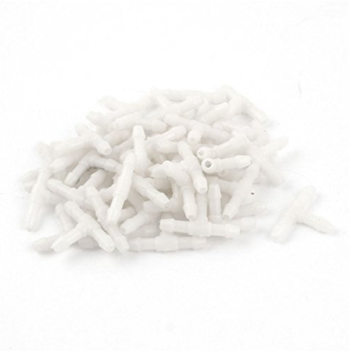 sourcing map 50 Stück T Design Aquaium 5mm Dia Schlauch Luftleitung Schlauch Verbinder Weiß DE de
