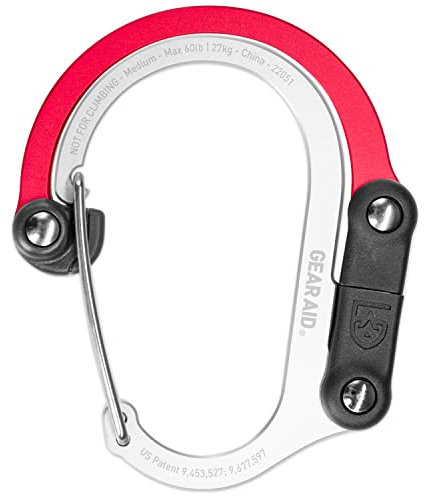 GEAR AID HEROCLIP Carabiner Gear Clip and Hook (Medium) for Camping, Backpack, Suitcases and Garage Organization, (Hot Rod Red, M)