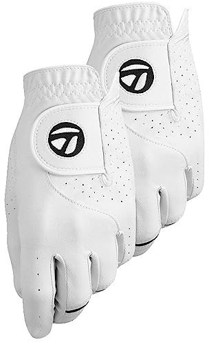 TaylorMade Stratus Tech Golfhandschuh für Herren, Weiß, Größe L, 2 Stück