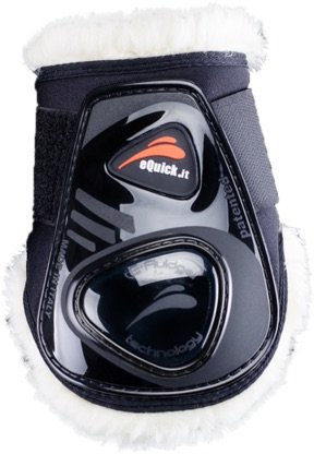 EQUICK Streichkappe eShock Legend Edition No Kill Kunstfell mit Klettverschluss Größe L, Farbe Schwarz