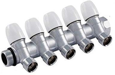 Collettore Con Rubinetto D'arresto 5 Vie Da 3/4 X 1/2 In Ottone Tiemme