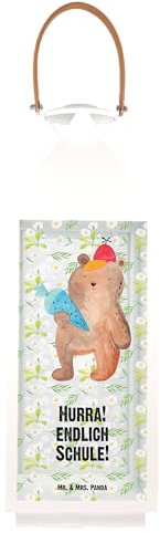 Mr. & Mrs. Panda XL Deko Laterne Bär Schultüte - Geschenk, XXL Laternen, Gartenlampe, Teddy, Schulanfang, Gartendekoration, Bär Motiv, Einschulung