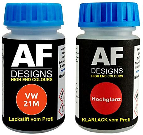 Lackstift für VW/Volkswagen 21M Blutorange + Klarlack je 50ml Autolack Set