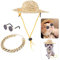 0 Hund Sombrero Hut Haustier Sonnenbrille Haustierkette Halskette Zubehör Paket für Katzen und kleine Hunde, 3PCS(3PCS)