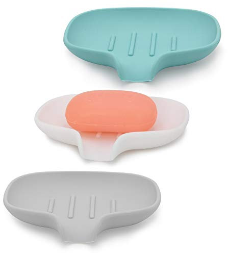 AIMAIAIMAI Seifenschale aus Silikon mit Abfluss, Seifenhalter für Dusche/Badezimmer, selbstentleerend, Wasserfall-Seifenablage für Küche, hält Seife trocken, leicht zu reinigen